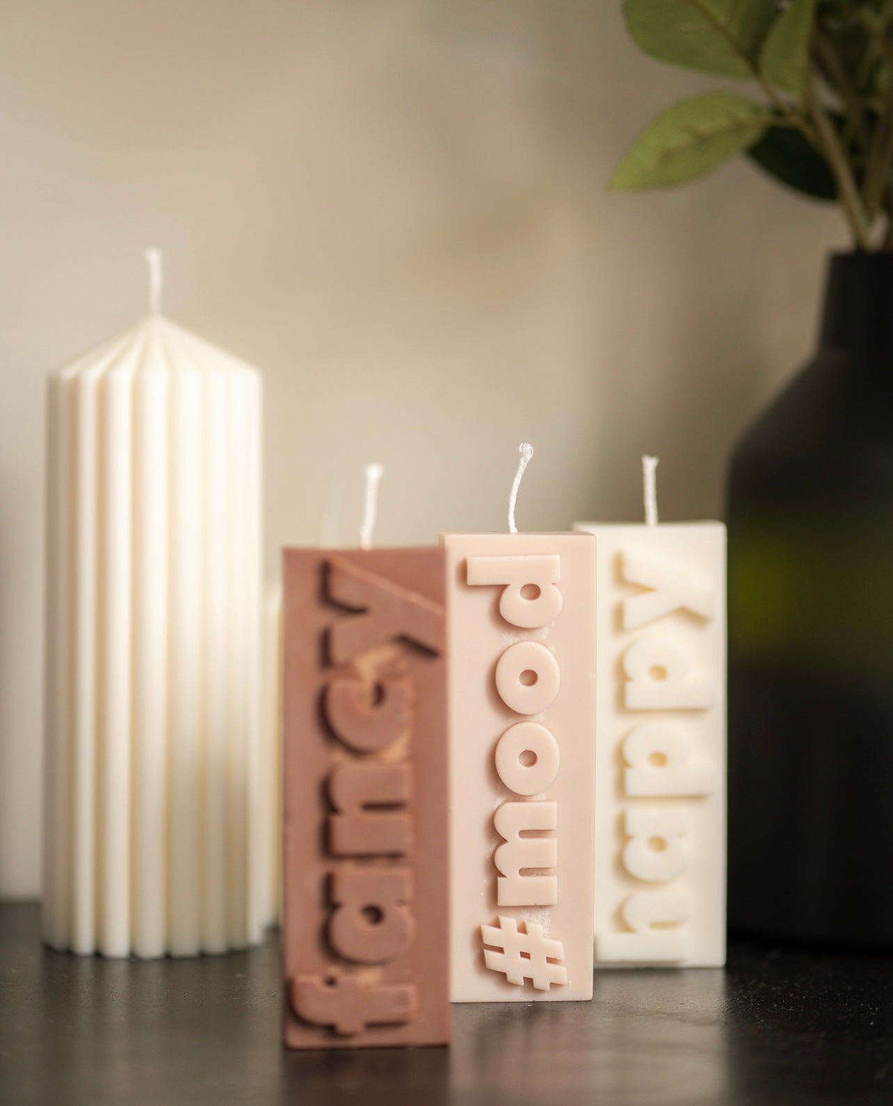 Mood Word Candle - Beige