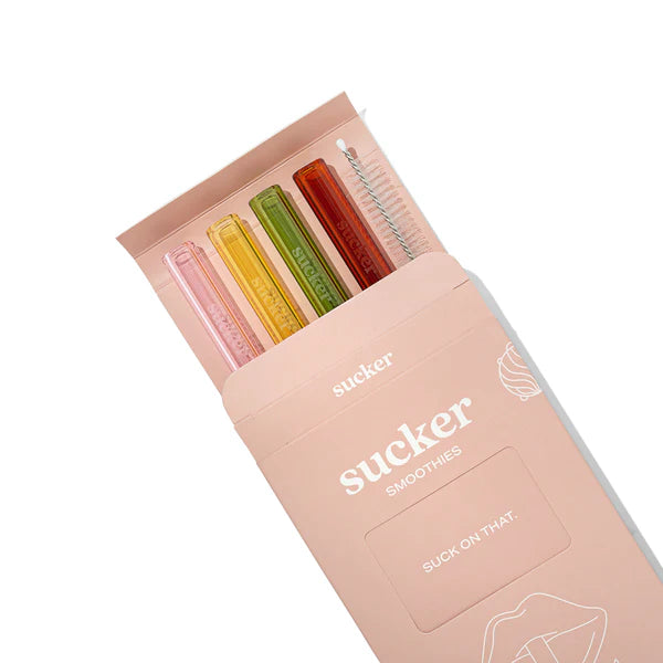 Sucker Glass Smoothie Straws - Multi-coloured