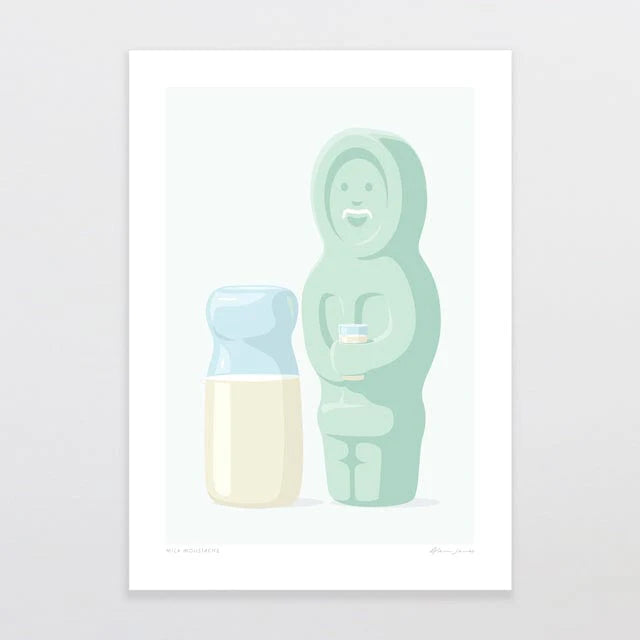 Milk Moustache Art Print by Glenn Jones