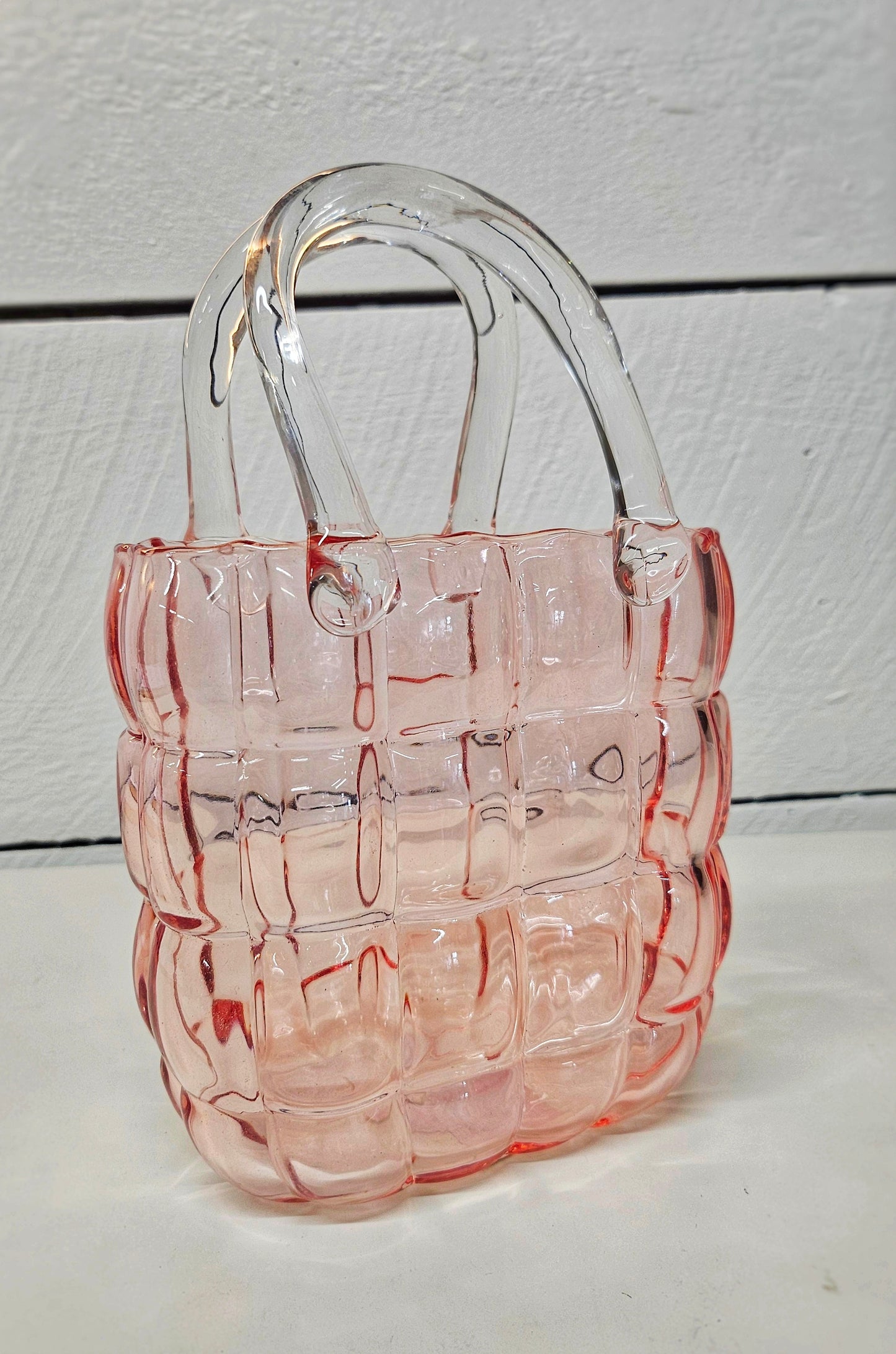 Blush Glass Handbag Vase