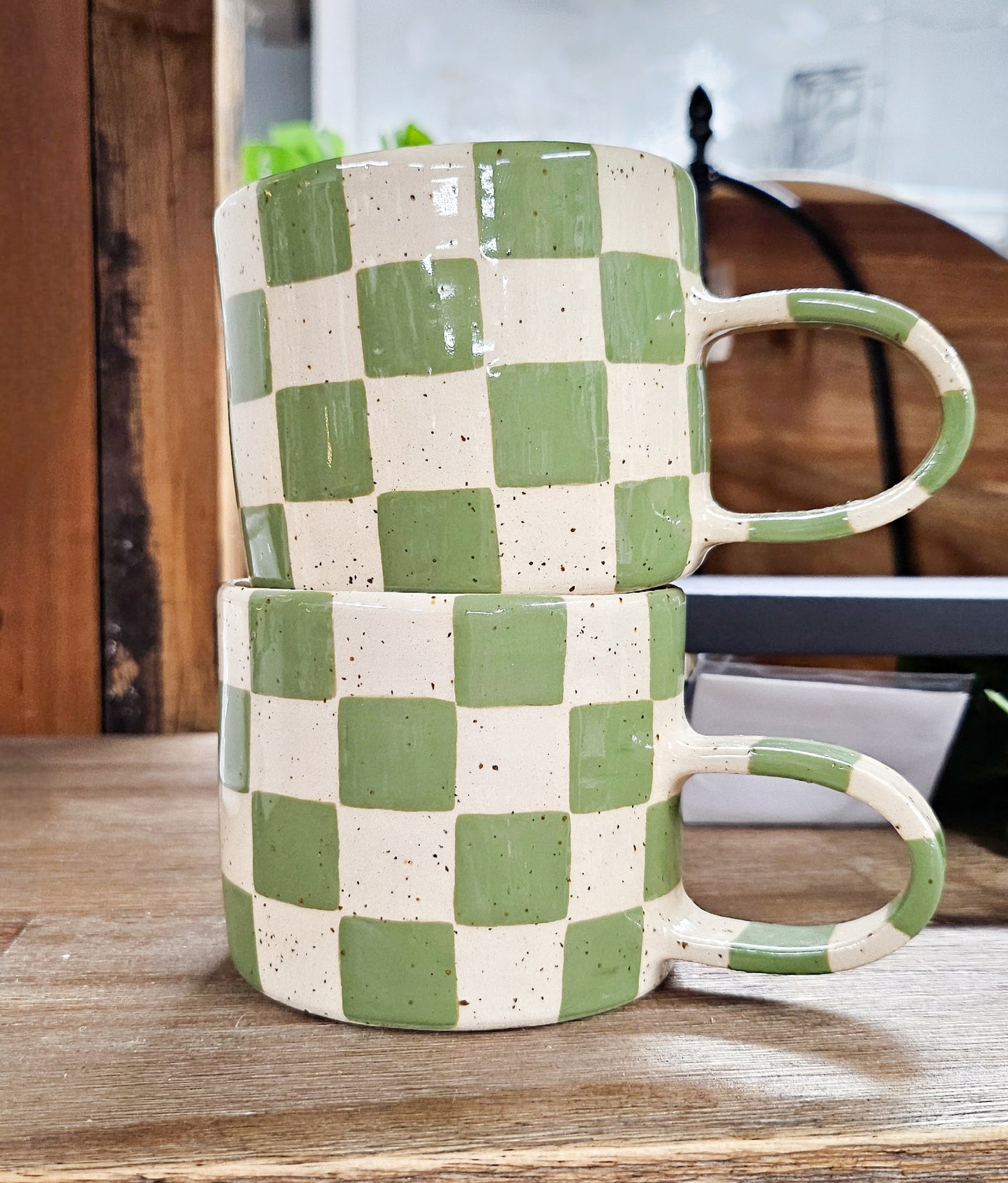 Handmade Ceramic Checker Mug