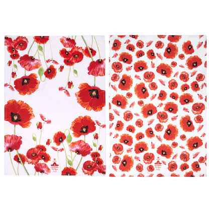 Red Poppies Collection Tea Towel 2pk