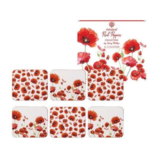 Red Poppies Coasters 6 pk