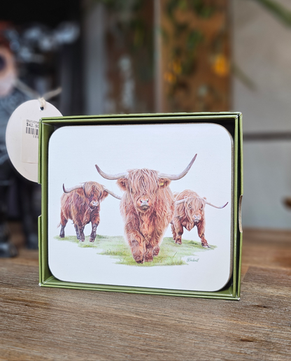 Ashdene Highland Herd Coasters by Harriet Blaskett