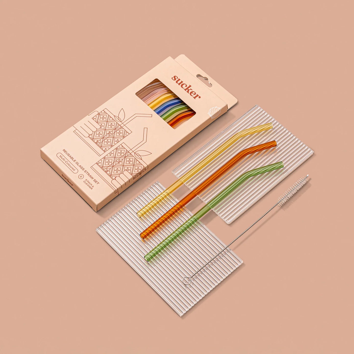 Reusable Glass Drinking Straws - Multicoloured
