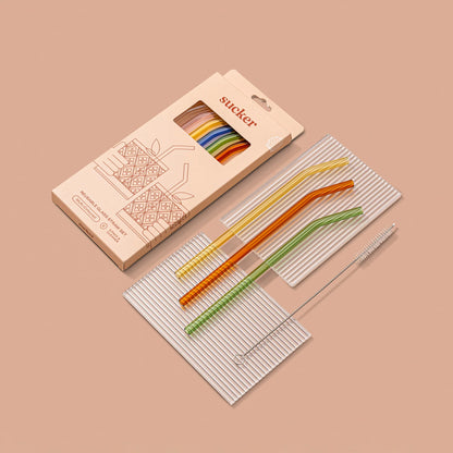 Reusable Glass Drinking Straws - Multicoloured
