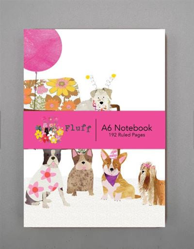 NIGEL QUINEY FLUFF DOG PARTY CHAIR A6 LINED NOTEBOOK