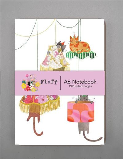 NIGEL QUINEY FLUFF CAT HANGING IN SHADES A6 LINED NOTEBOOK