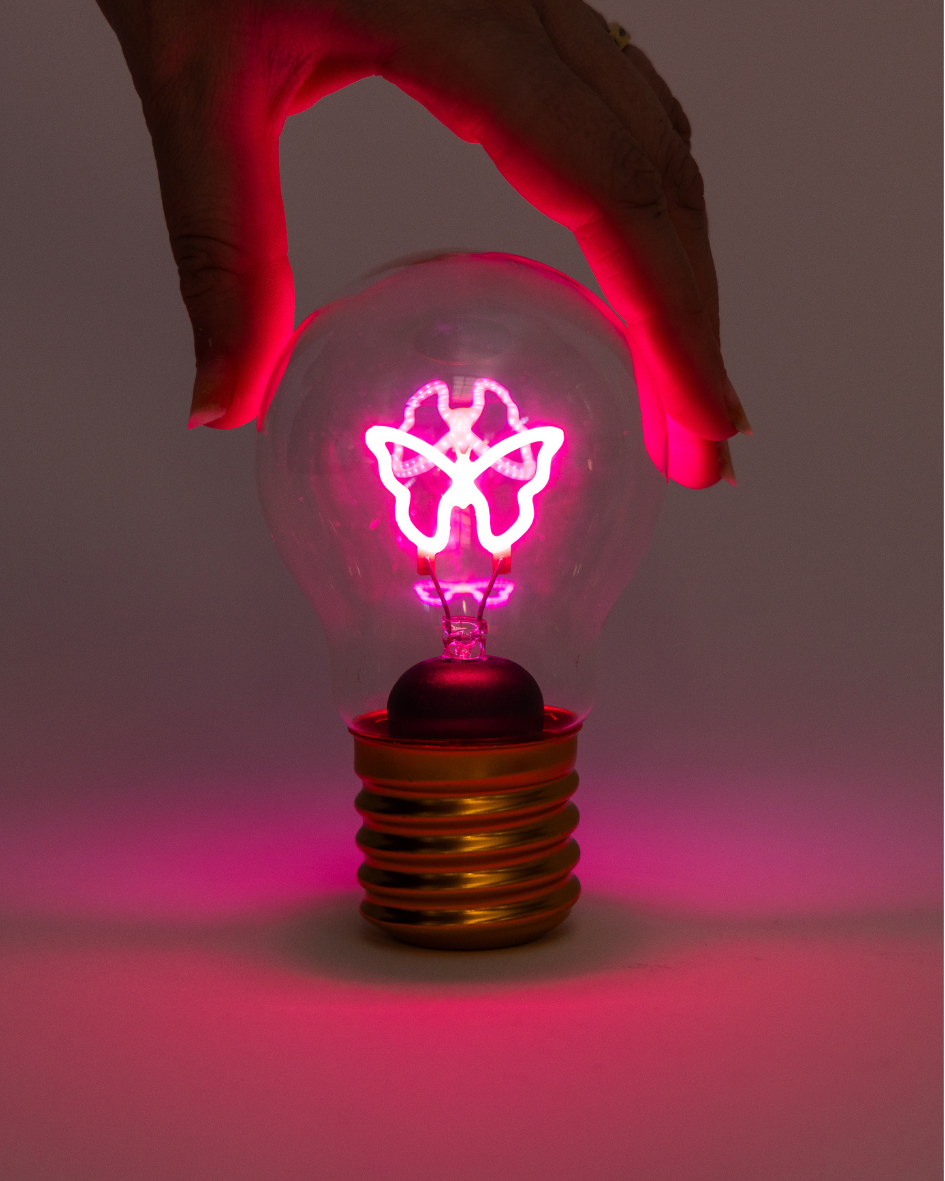 Pink Butterfly Lightbulb Lamp - USB rechargeable