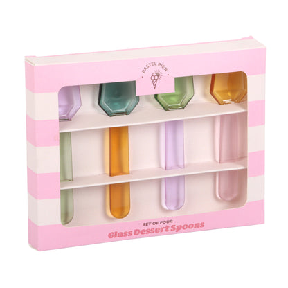Glass Dessert Spoons Set of 4
