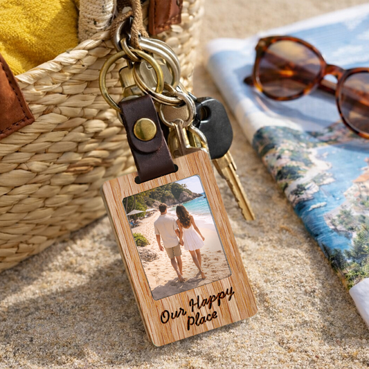 Bon Voyage ‘Our Happy Place’ Photo Keyring