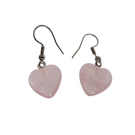 Rose Quartz Heart Shaped Earrings - small