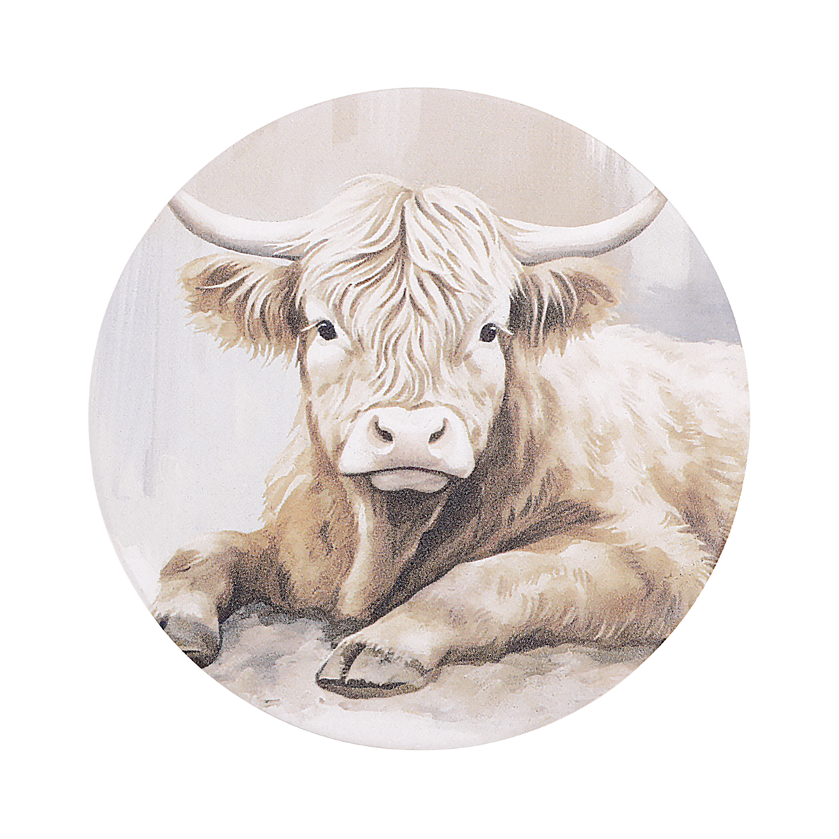 Highland Calf Ceramic Coaster - Saddle & Bloom