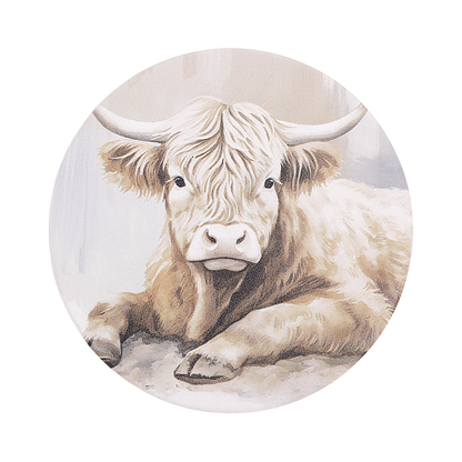 Highland Calf Ceramic Coaster - Saddle & Bloom