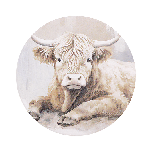 Highland Calf Ceramic Coaster - Saddle & Bloom