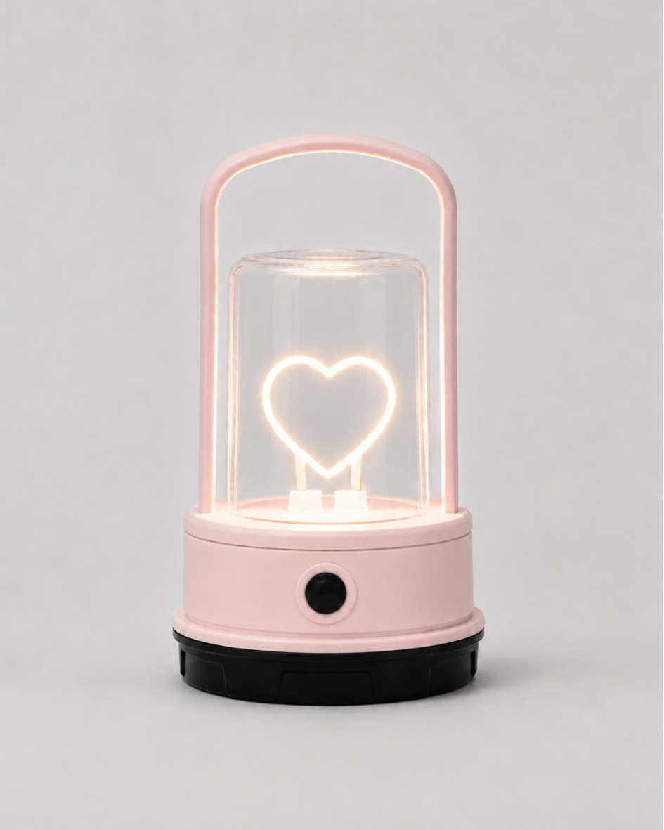 USB Rechargeable Pink Heart Lantern