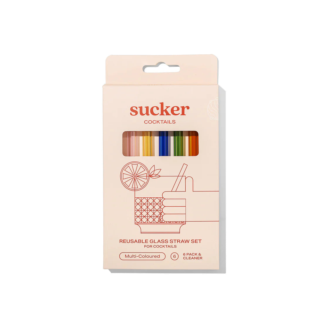 Reusable Glass Cocktail Straws - Coloured
