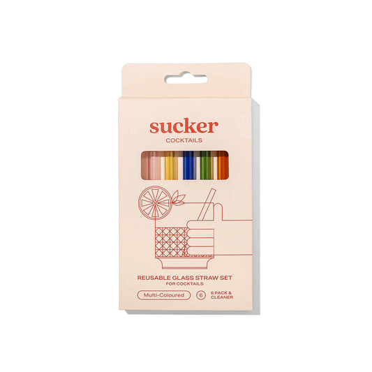 Reusable Glass Cocktail Straws - Coloured