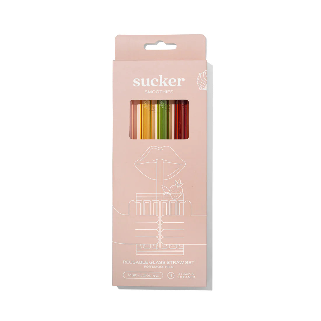Sucker Glass Smoothie Straws - Multi-coloured
