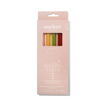 Sucker Glass Smoothie Straws - Multi-coloured