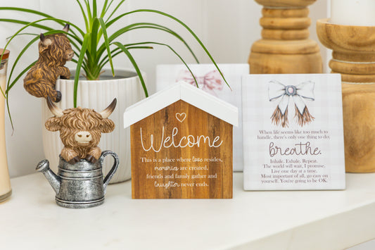 Welcome Blockword - Saddle & Bloom