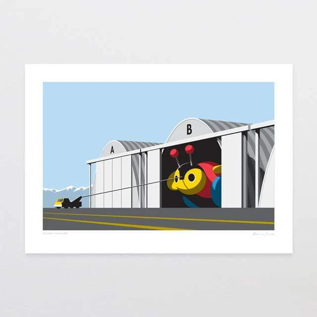 A4 Secret Hangar Art Print by Glenn Jones