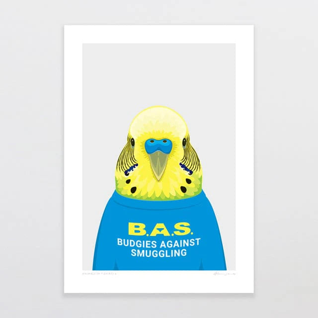 Budgies Against Smuggling Art Print by Glenn Jones