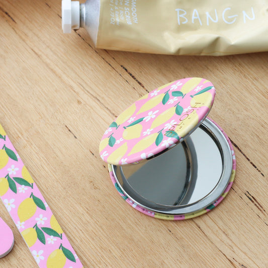 Compact Mirror by Splosh - Lemon Print