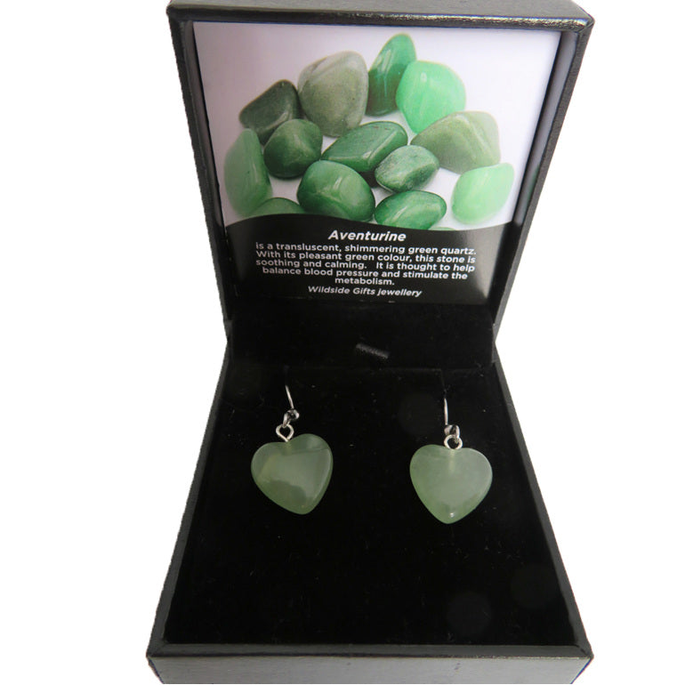 Aventurine Heart Shaped Earrings Small