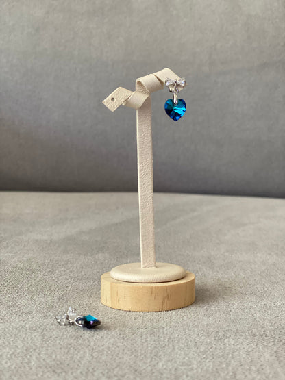 Swarovski Heart Drop Earrings with Bow Stud
